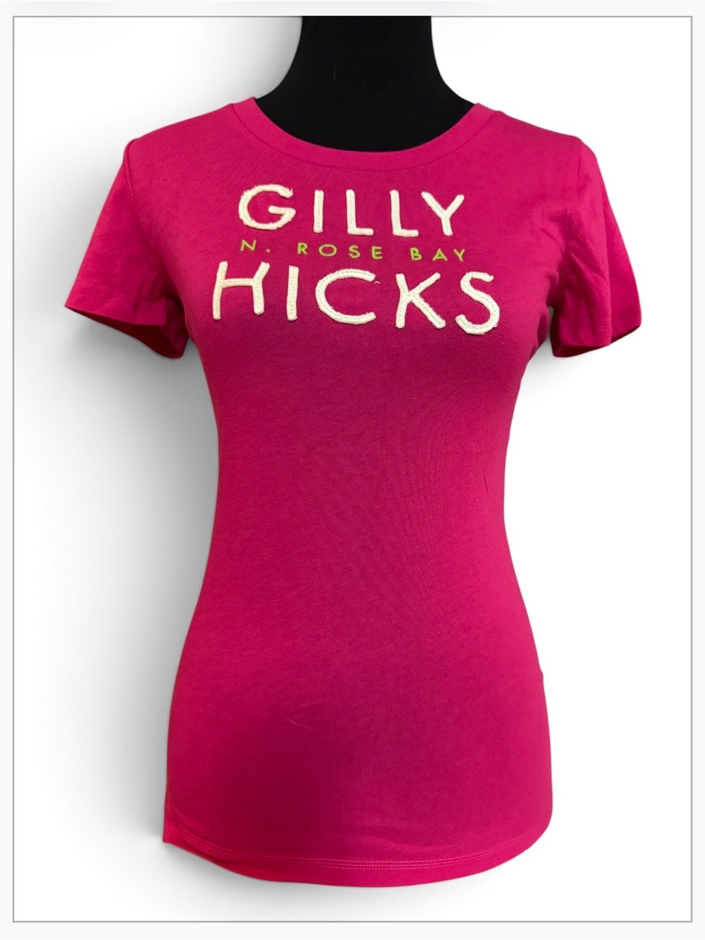 New Gilly Hicks Girl’s Hot Pink Logo Tee Size L